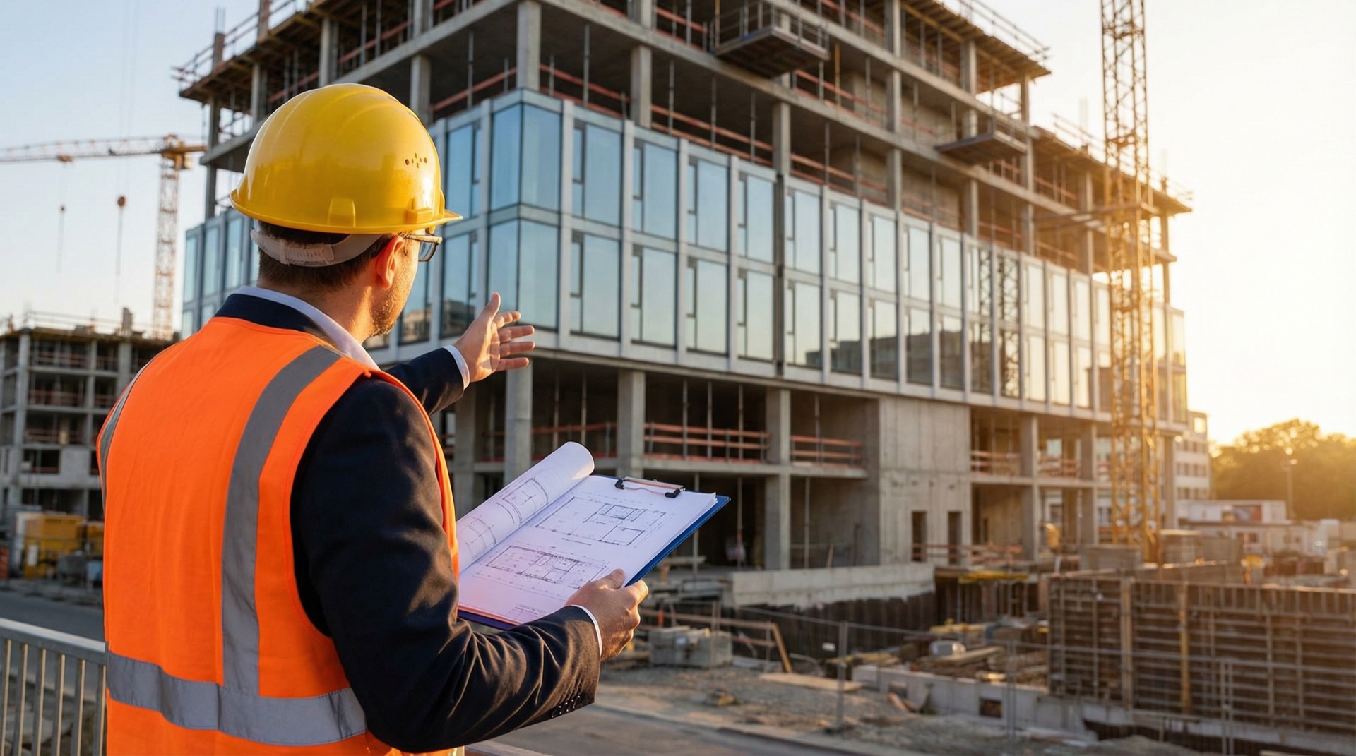 Bauleiter der BauConcept GmbH bei der Bauüberwachung